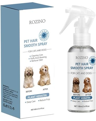 Spray depilatorio per animali domestici – 100 ml spray antistatico Leave-in per peli di animali domestici per capelli arruffati, nodi e pelo ostinato