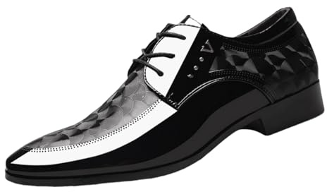 Yummsion Zapatos Negros Hombre Vestir Traje,Zapatos Cordones Hombre,Zapatos Traje Hombre,Zapatos De Charol Hombre,Antiolor,Flexible,Amortiguamiento,para La Oficina,Caminar,Negocios,Informal