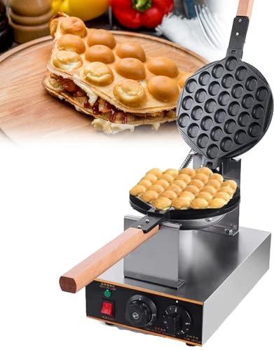 KYZTMHC Plancha para Hacer gofres con Burbujas Profesional, 1400 W de Alta Potencia, Placas giratorias de 180°, Revestimiento Antiadherente, restaurantes y Food Trucks