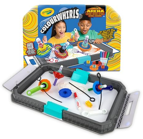 CRAYOLA ColourWhirls la Trottola dei Colori, Arena per Sfide con 4 Trottole, Gioco e Regalo Creativo per Bambini, Sfide in Famiglia e con gli Amici , da 6 anni, 74-7697