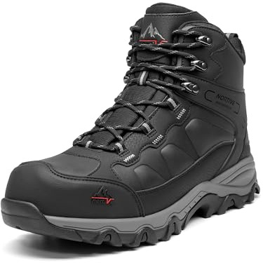 NORTIV 8 Men's Waterproof Steel Toe Work Boots,Black-Leather,11 | Slip Resistant ASTM-certified Safety Toe Boots for Men for Construction,Warehouse,Industrial and Daily Work,Paladin-Steel