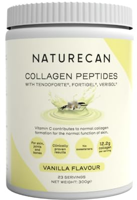 NATURECAN Kollagen Peptide - 300g - Vanille - Mit Vitamin C, Zink & Kupfer - 12,5 g Collagen pro Portion - Leicht löslich - Made in Germany