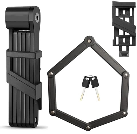 Souvik Vélo Pliant, Cadenas Vélo Pliable, avec Articulations en acier trempé, avec 2 Clés et Support de Montage, Résistant aux Intempéries, Solide, Portable, Pour vélo & trottinette électrique, 87 cm