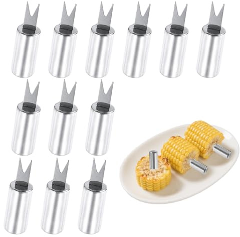 12PCS Corn on The Cob Skewers Holders Stainless Steel Cob Forks for BBQ Camping Party Kitchen Party Tools