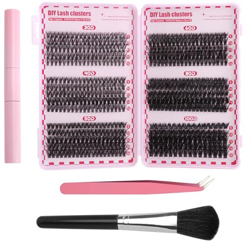 LOLANIUT Kit Extensiones de Pestañas 580 Pcs – Pestañas Postizas en 6 Longitudes (30/40/50/60/80/100P), Cluster Lashes Reutilizables, Lash Extension Kit para un Look Natural y 7 Días de Duración