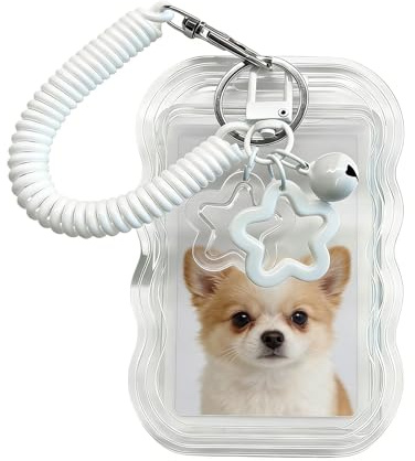 Ruispeed 1 Stück Transparente Porte-Photocarte avec Vague Étoilée – Porte-Clés pour Cartes K-Pop, Protège Carte d'Idole, Carte d'Étudiant ou Carte de Bus