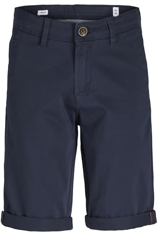 JACK & JONES Boys Chino Shorts Regular Fit Cotton Blend Summer Casual Smart Half Pants for Kids, Navy Colour, Size- 10 Years