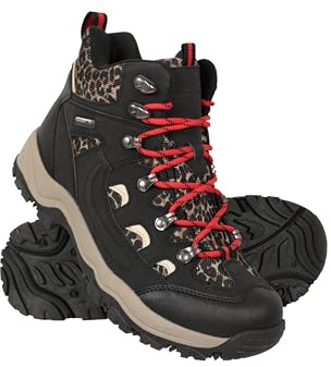 Mountain Warehouse Adventurer Womens Printed Waterproof Boots - Synthetic Upper, Mesh Lined with Heel & Toe Bumpers - Best for Spring Summer, Hiking & Outdoors Black (Printed) Adult Shoe Size 6