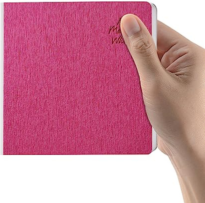 Mifuner Rosered inbunden skissbok fyrkantig inbunden skissjournal 10 x 11 cm 42 ark konstbok 250 gsm ultralätt papper idealisk för pennor, vattenfärgpenna, markörpenna