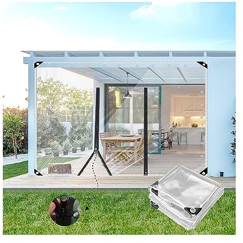 Bâche en PVC avec Fermeture À Glissière, 700 g/m², lourd Bâche Transparente 0.5mm PVC avec Porte Zippée Rideau Exterieur Imperméable pour Pergola, Cabanon, Porche ( Size : H2.4xW3.5m/H7.8xW11.4ft )