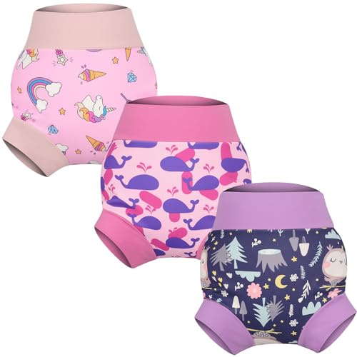 FLYISH DIRECT Baby Riutilizzabile Pannolino da Nuoto, Baby Swimming Nappy, costumi da bagno impermeabili per neonati, 3 pcs, XL/5T