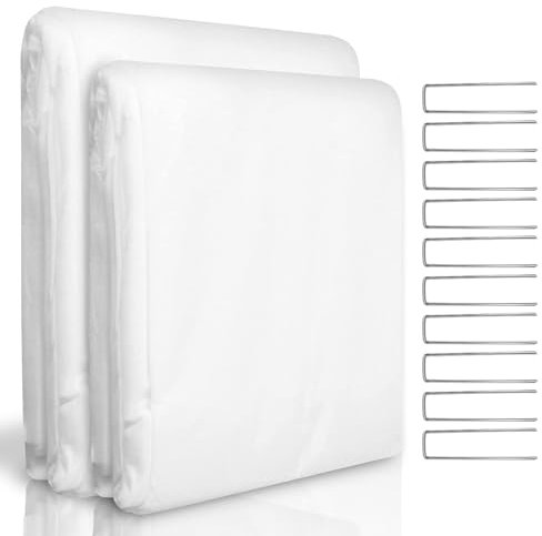 WISD Voile d'Hivernage 30g/m² Résistant - Protection Contre Le Gel et Le Froid pour Plantes du Jardin - 2x5m Respirant, Imperméable avec 10 Attaches U - Toile Non Tissée pour Hiver et Extérieur