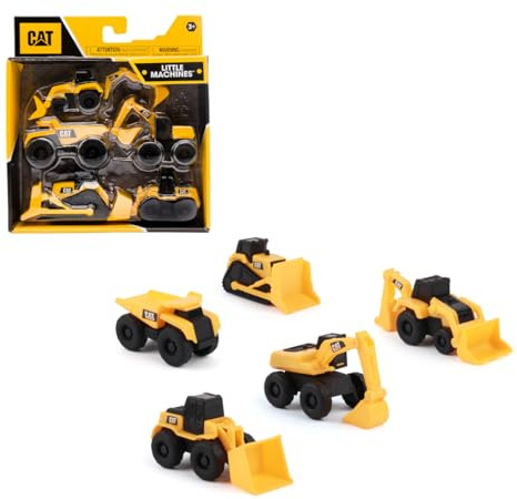 ODS - Cat, Set 5 Mezzi Lavoro Assortiti a Ruote Libere, Misura Veicoli 8 cm, età Consigliata +2 Anni