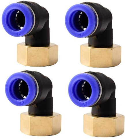 4 pezzi 12mmx1/2” PT Raccordi pneumatici a gomito a 90° con filettatura femmina Raccordi pneumatici a sgancio rapido per tubi flessibili push-in connessione aria compressa push-in