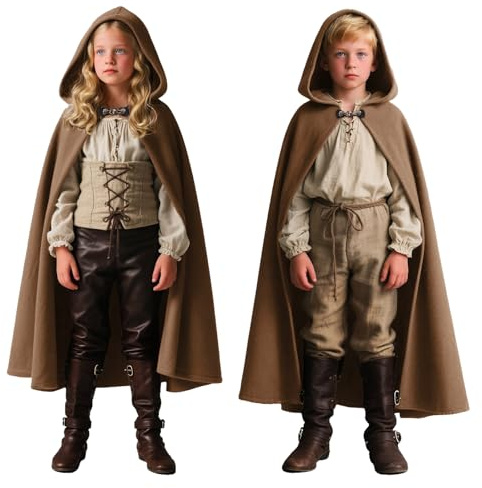 CNVAUIE Capa medieval renacentista con capucha, abrigo de bruja, disfraz de Halloween