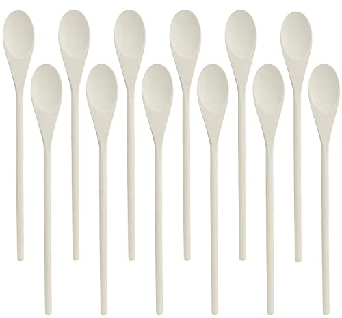 Belle Vous Lot 12 Cuillere en Bois de Cuisine 3,9 x 30,2 cm - Cuillère Bois Anti Adhérentes et Multi-Usages pour Mélanger, Servir, Cuisiner & Créer des Marionnettes