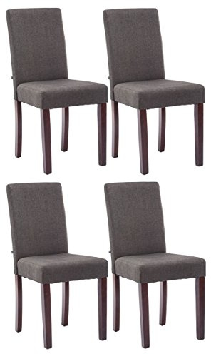CLP Set De 4 Sillas De Comedor Ina Acolchadas En Tela I Juego de 4 Butacas De Sala con Base De Madera Color:Gris Oscuro;Color del Marco:Cappuccino