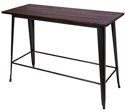 Mendler Bartisch HWC-H10 106x147x60cm Holz Ulme Industrie-Design | Hochtisch, Tresentisch, MVG-Zertifiziert, Vintage, schwarz-braun