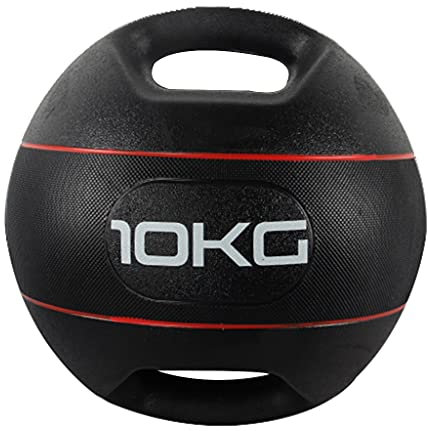 ZXQZ 3/4/5/6/8 / 10kg Dual Grip Medizinbälle, Gewicht Symmetrie Ball mit Strapazierfähigem Gummi & Strukturiertem Griff für Krafttraining (Size : 10kg)