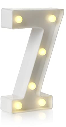 Auraglow LED Leuchtschild Zahl 7, Batteriebetriebene Partydeko | Warmweiß Acryl Design, Wandmontage oder freistehend, 4 Stunden Timer, für Geburtstag, Hochzeit und Feiern