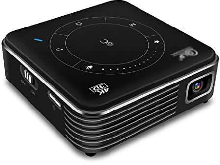 YADECL Mini Proyector 4K DLP Android 9.0 Soporte Mini Video Beamer Teléfono Móvil con Batería (Color: Argento)
