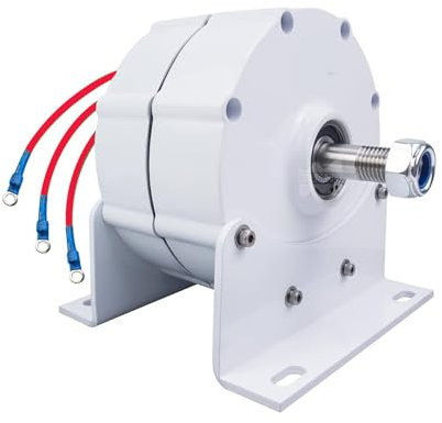 HENGJINGTR Motor Permanente del Imán del Alternador 12V 24V 48V De 2000W 3 Fases con El Generador Permanente del Imán De La Base Conveniente para Los Aerogeneradores Hidroeléctricos (Blanco),48v