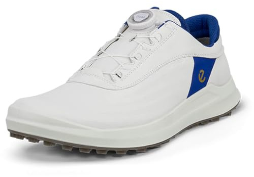 ECCO Zapatos de Golf Boa 2025 Core de Corte bajo Impermeables de Cuero sin Pinchos para Hombre, Blanco Virtual, 42 EU