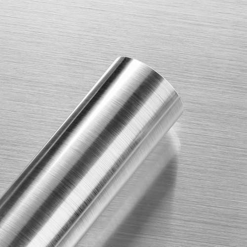 HotDecor Carta Da Parati In Stile Metallo Argento Pellicola Adesiva Per Mobili Cucina Lavabile Rivestimento Top Cucina Carta Adesiva Per Mobili Pvc Rotolo Adesivi Argento Per Frigorifero 40cm x 200cm