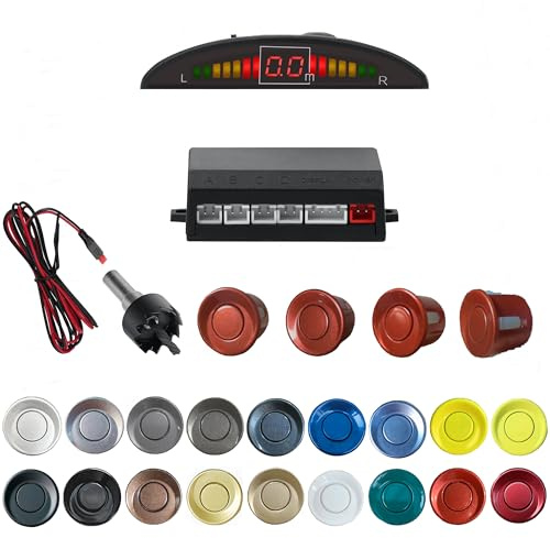 SANDETOUN Parking Sensor Kit Backup Sensor Kit Reverse Sensor for Car 18 Color Options for Probes Adjustable Alarm Volume Professional Sensore de Reversa para Carro Safe Driving Assistant（Red）