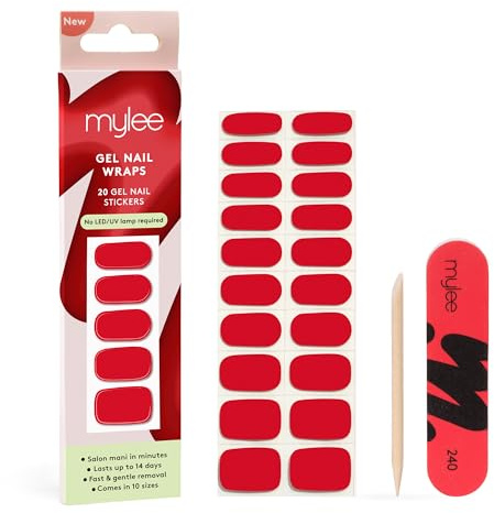 Mylee Gel Nail Wraps [French Cancan] – Adhesivos de gel pre-curado para una manicura instantánea, Sin lámpara, sin desconchones, acabado brillante, Larga duración, Fácil de aplicar | Manicura instantánea, lámpara no necesaria, ultrarresistente, larga duración, fácil de aplicar