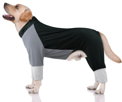 Hjumarayan Hundbody för stora hundar, stretchig pyjamas med dragkedja i full täckning återhämtningsdräkt, snabbtorkande jamies smutssäker overall, cool och bekväm pyjamas för sommarpromenader, Post-Op