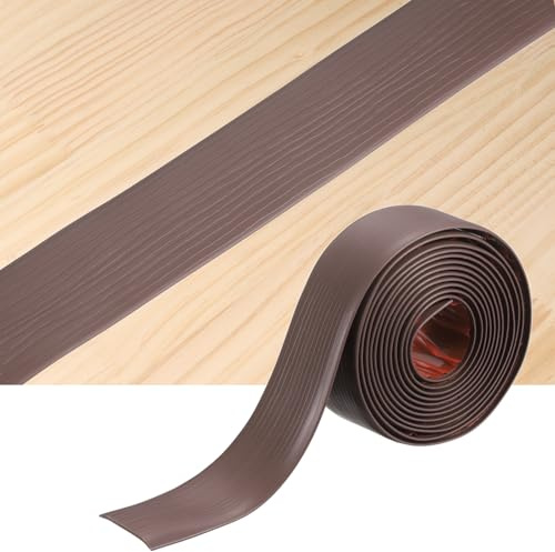 QUARKZMAN Bodenübergangsleisten 13.12Ft x 1.97 (LxB) Geprägte Selbstklebende Vinyl-Bodenkantenleiste PVC-Boden Flache Trennleiste Abdeckleisten Zum Verbinden Von Bodenfugen Kaffeebraun