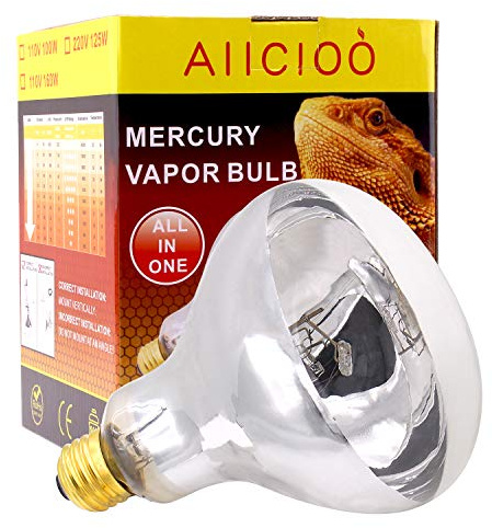 Aiicioo UVB Reptile Light 160W - UVB Light Bulb for Reptile Mercucry Vapor Bulb Heat Basking Lamp Bulb Full Spectrum UVA UVB All in One Sun Lamp for Bearded Dragon Lizard Turtle