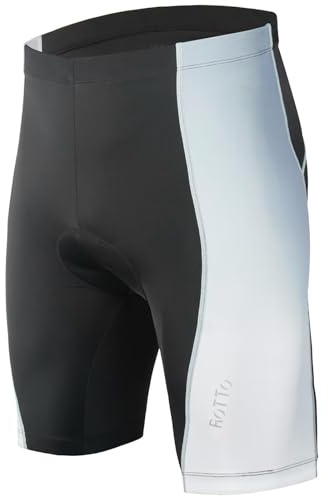ROTTO Cykelshorts för män, vadderade cykelshorts med svamp- och gelstoppning för väg- och MTB-cykling, D Svart-vit, S