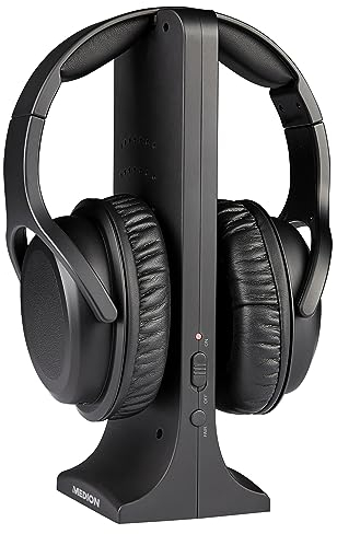 MEDION E62003 Funkkopfhörer (drahtlose Over Ear Kopfhörer kabellos, Reichweite ca. 15 m, bis zu 10 Std Akku Laufzeit, digitaler Sound, hoher, Ladestation)