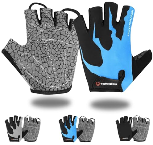 WESTWOOD FOX Fahrradhandschuhe Für Männer Halbfinger-Handschuhe rutschfest Nicht Atmungsaktiv Stoßdämpfend Mountainbike-Handschuhe Männer Frauen MTB-Handschuhe Unisex
