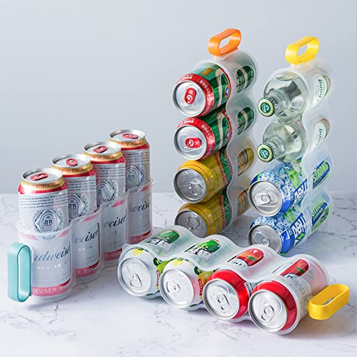 Plcnn 3pcs Portable Soda Can Organizer, Refrigerator Soda Can & Bottles Organizer Canned Food Bin Stackable Dispenser with Handle Beverage Holder Dispenser