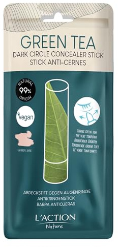 L'Action Paris Dark Circle Concealer Stick, Matte Finish Concealer for Dark Circles and Tiredness, Natural Solution with Nourishing Argan Oil and Toning Green Tea Extract, Universal Shade 4g