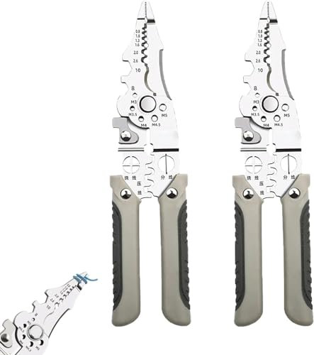 Multifunctional Wire Stripper Crimper Cable Cutter Pliers,Adjustable Automatic Electrical Wire Stripping Tool, Stainless Steel Multipurpose Wire Stripper for Electrical Cable Cutting, Crimping Tool