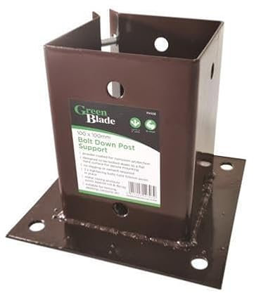 Heavy Duty Galvanised Bolt Down Square Bracket Post Fence Foot Base Support, 100 mm x 100 mm