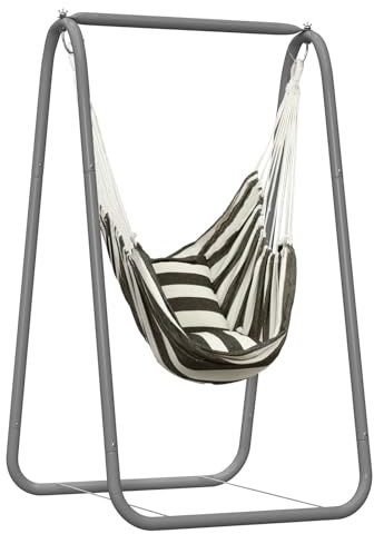 qorkhogr Soporte para columpio, hamaca con silla colgante de máximo 220 libras, silla colgante resistente con marco en A para interiores y exteriores, patio, balcón, C