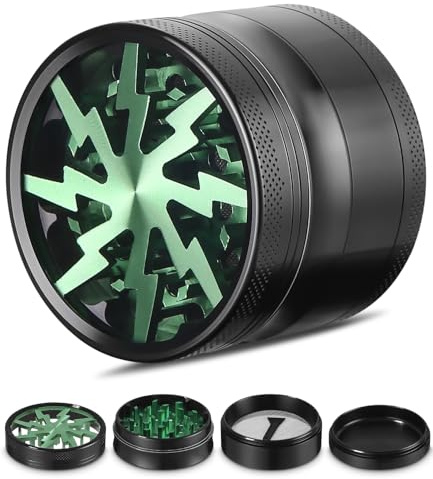 Soulpala Grinder Moulin à Epicé 2.5 inch Moulin à Spices, Spice Grinder en Zinc Alliage avec 4 pièces Moulin à Pollen Grinder Tamis pour épices séchées, aromatiques