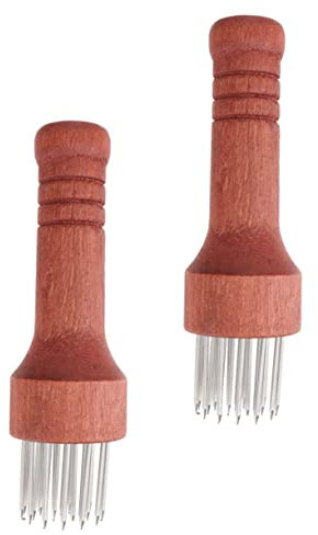 NAMOARLY 2pcs Needle Meat Tenderizer Rosewood Handle, Stainless Steel Steak Tendering Tool for Home Kitchen, Sharp Meat Tenderiser Needles for Beef, Pork, and BBQ