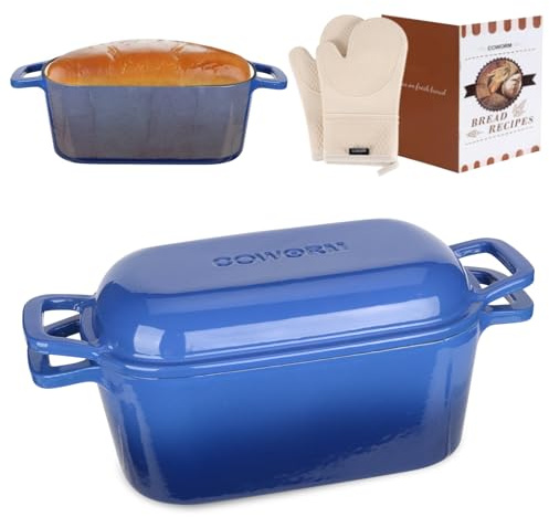 Horno holandés esmaltado para hornear pan de masa madre, sartén ovalada de hierro fundido de 3.6 cuartos de galón con tapa
