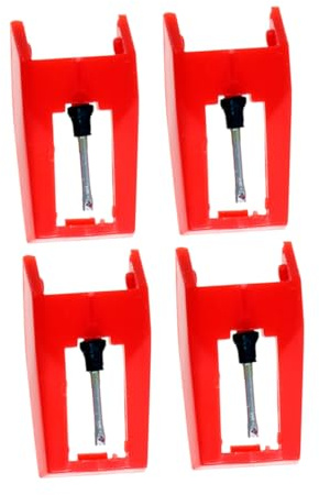 COOPHYA 4 Stück Ersatznadeln für Plattenspieler in Rot Tonabnehmernadel aus Kunststoff und Aluminium Drehbar und Einfach zu Verwenden Kompatibel mit Schallplatten und Grammophonen
