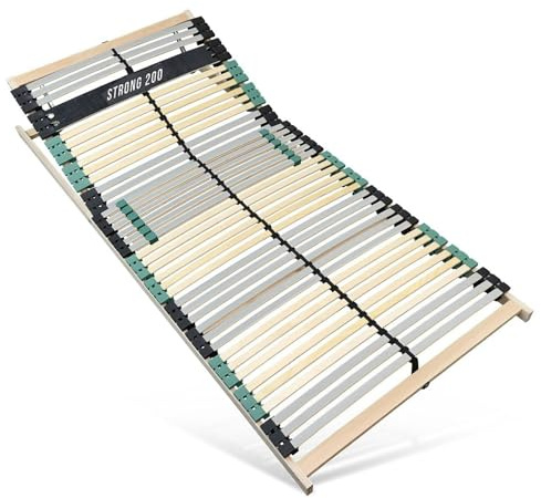 Sleepneo Extra Stabiler Premium Lattenrost 120x200, bis 200Kg belastbar, Kopfteil verstellbar, 42 Latten, 7 Zonen Lattenrost aus Buche und verstärkter Birke, Made in Germany