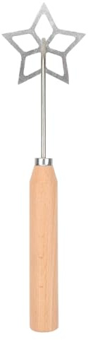 TOYANDONA Moule à Frire Antiadhésif en Alliage D’aluminium Poignée en Bois, Moule à Timbale Étoile Ajourée pour Friture Maison, Ustensile Cuisine Léger et Portable, Accessoire de Pâtisserie