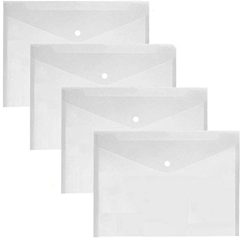 LATERN 30 Stück Dokumententaschen A4 Transparent Dokumententasche mit Druckknopf für Dokument Speicherung