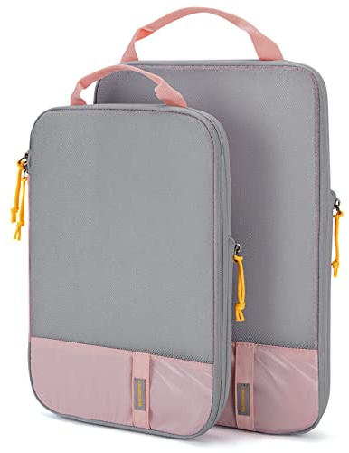 BAGSMART 2 Set Compression Packing Cubes for Travel, Lightweight Vacation Travel Essentials for Women, Travel Accessories for Suitcase Organizer Bags Set, Durable Luggage Organizer Travel Bags