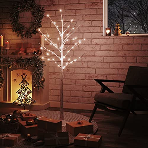 Tidyard LED Birke Weihnachtsbeleuchtung Zweige Lichterzweig beleuchtet künstliche Baumbeleuchtung Weihnachten Dekoration Innen Warmweiß 72 LEDs 150 cm